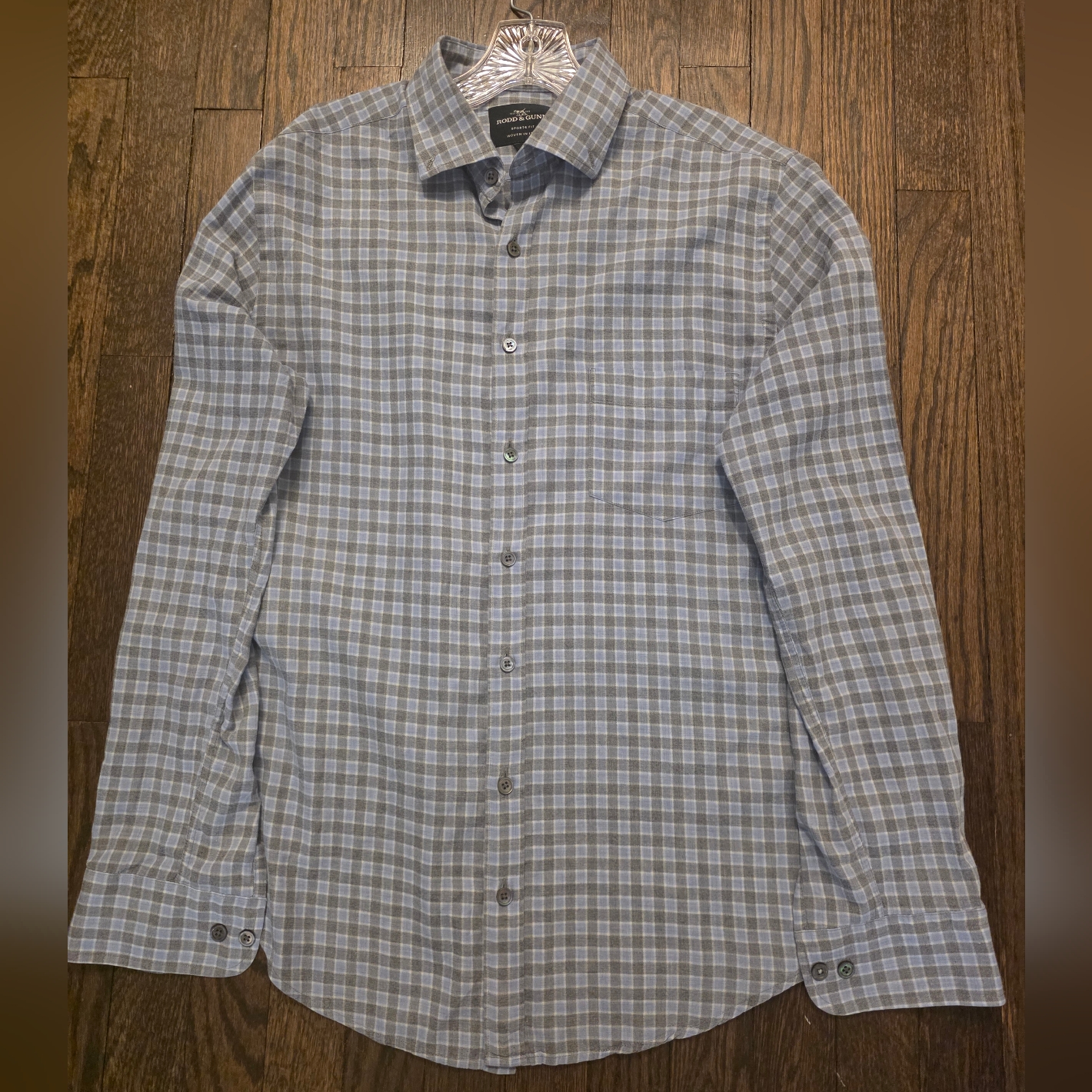 Rodd & Gunn Blue And Gray Plaid Long-Sleeve Dress Shirt